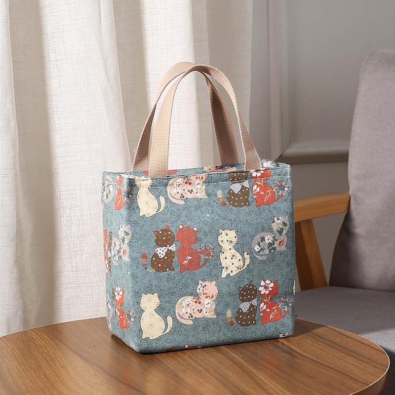 Canvas Style Insulated Lunch Bag With Handle For Students And Moms