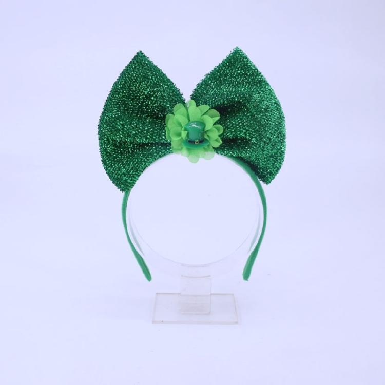 Festival Bowknot Headband with Shamrock Embellishments Hair Decoration for Patrick's Day and Other Festival Event
