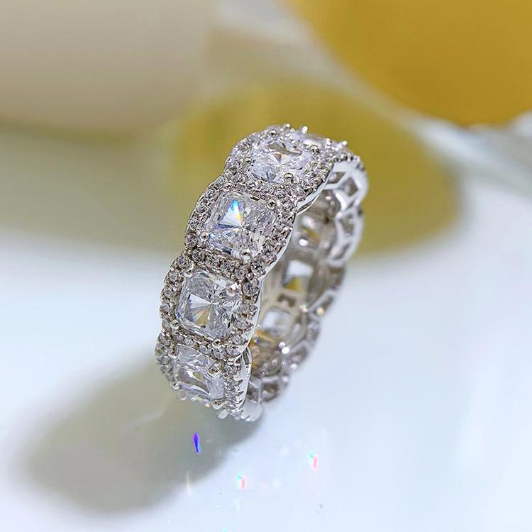 Lulu Tong Radiant Cut Simulated Diamond Ring in S925 Sterling Silver
