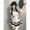 Sexy Maid Sex Suit Uniform Cheongsam Cute Chinese Panda Print Uniform Dress Elegant Fashion Sweet Women Mini Dress Top I5IX