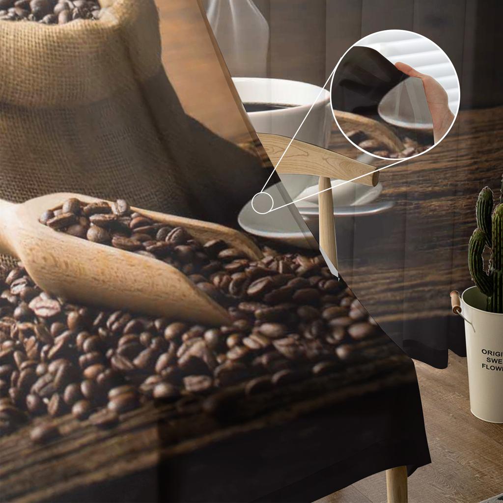 Coffee Cup Coffee Beans Modern Curtain For Living Room Transparent Tulle Curtains Window Sheer For The Bedroom Accessories Decor