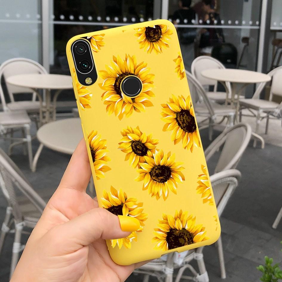 Soft Case For Xiaomi Redmi Note 7 Cover Funda For Redmi 7 7A Fashion Silicone Sunflower Phone Case on Redmi Note7 Pro Back Cover