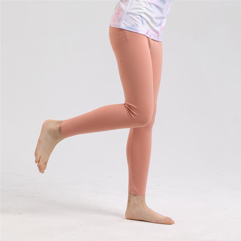 

Girls Seamless Nude-Feel Yoga Pants: Summer Thin for Dance, Running, and Fitness 160