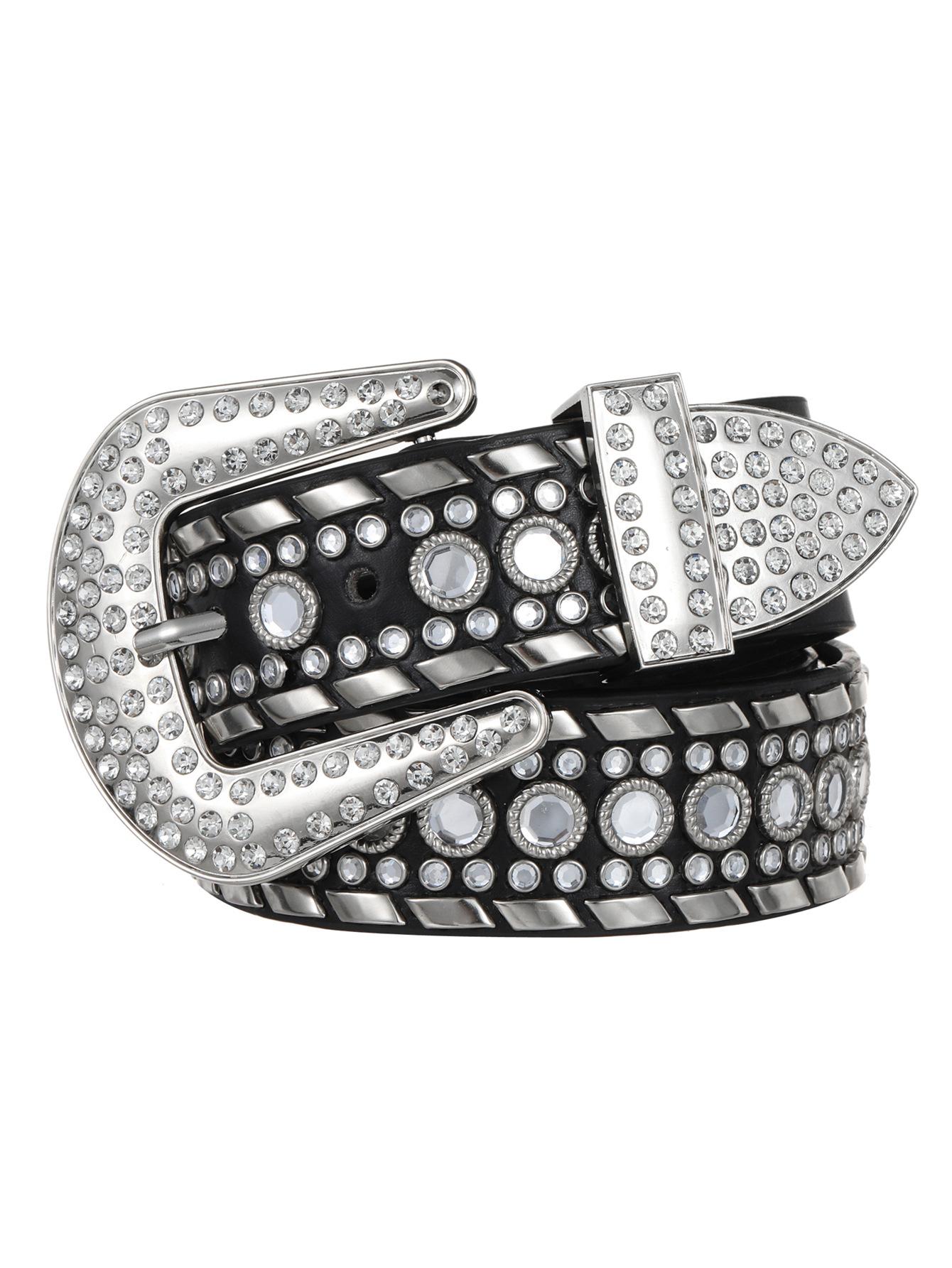 

Sexy Hottie With Diamond Pu Belt Punk Diamond-Encrusted Women S Pants Decorative Wide Belt 135cm чёрный