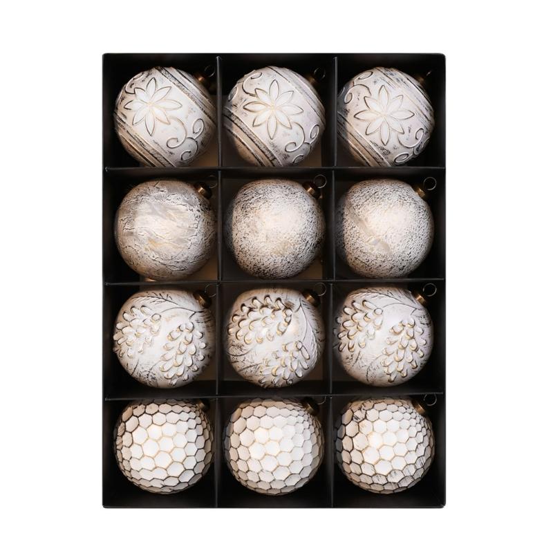 12Pcs Christmas Baubles Ornament Shatterproof Decorative Baubles For Christmas Tree Wedding Winter Festival Celebration белый