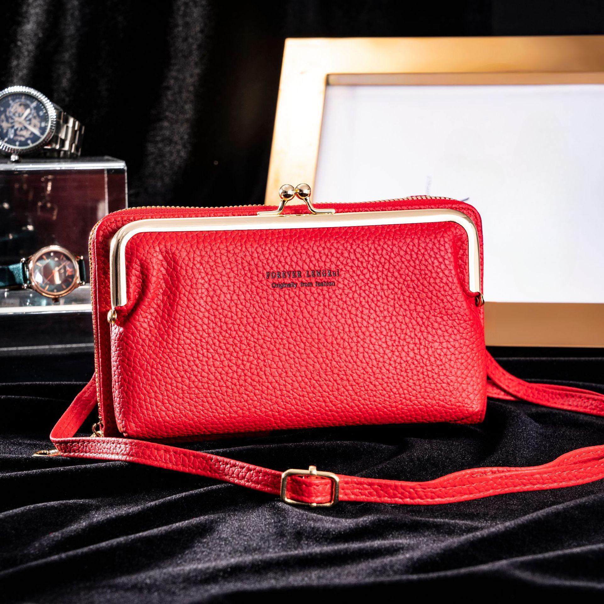 

Модная сумка через плечо для мобильного телефона с застежкой, универсальная сумка с несколькими отделениями для карт, сумка для ключей, женская красный