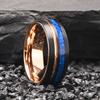 8mm Tungsten Carbide Rings for Men and Women rosegold Groove with Blue Opal Men's Wedding band  Comfortable to Wear