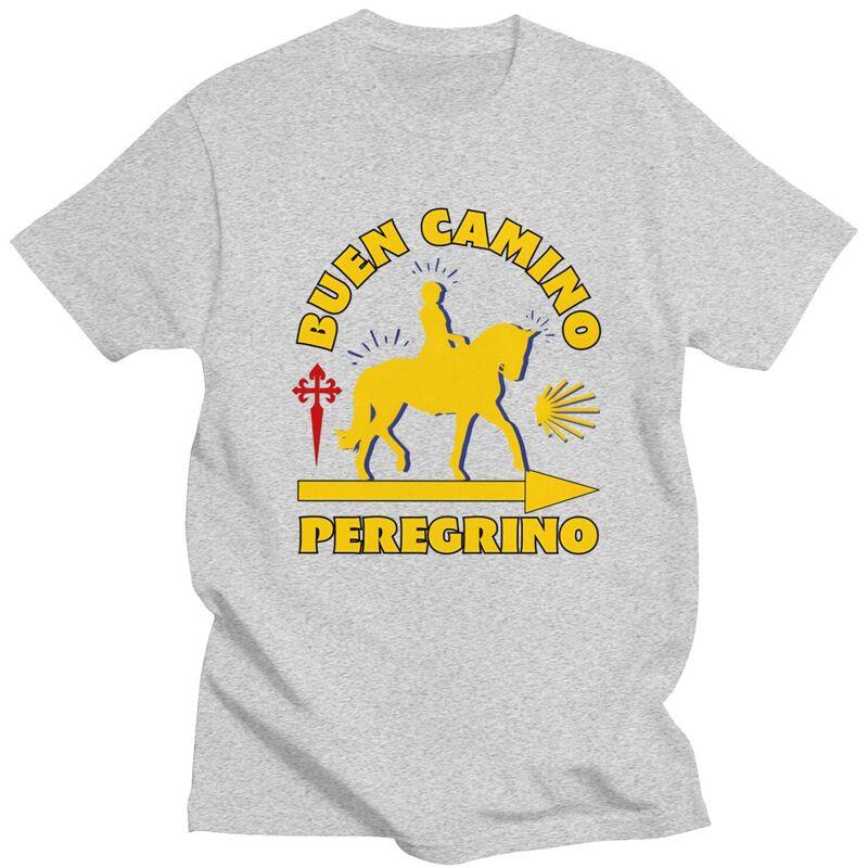 Custom Buen Camino De Santiago Tshirt for Men Short Sleeves T Shirt Fashion Tshirt Slim Fit 100 Cotton Tees Gift Idea