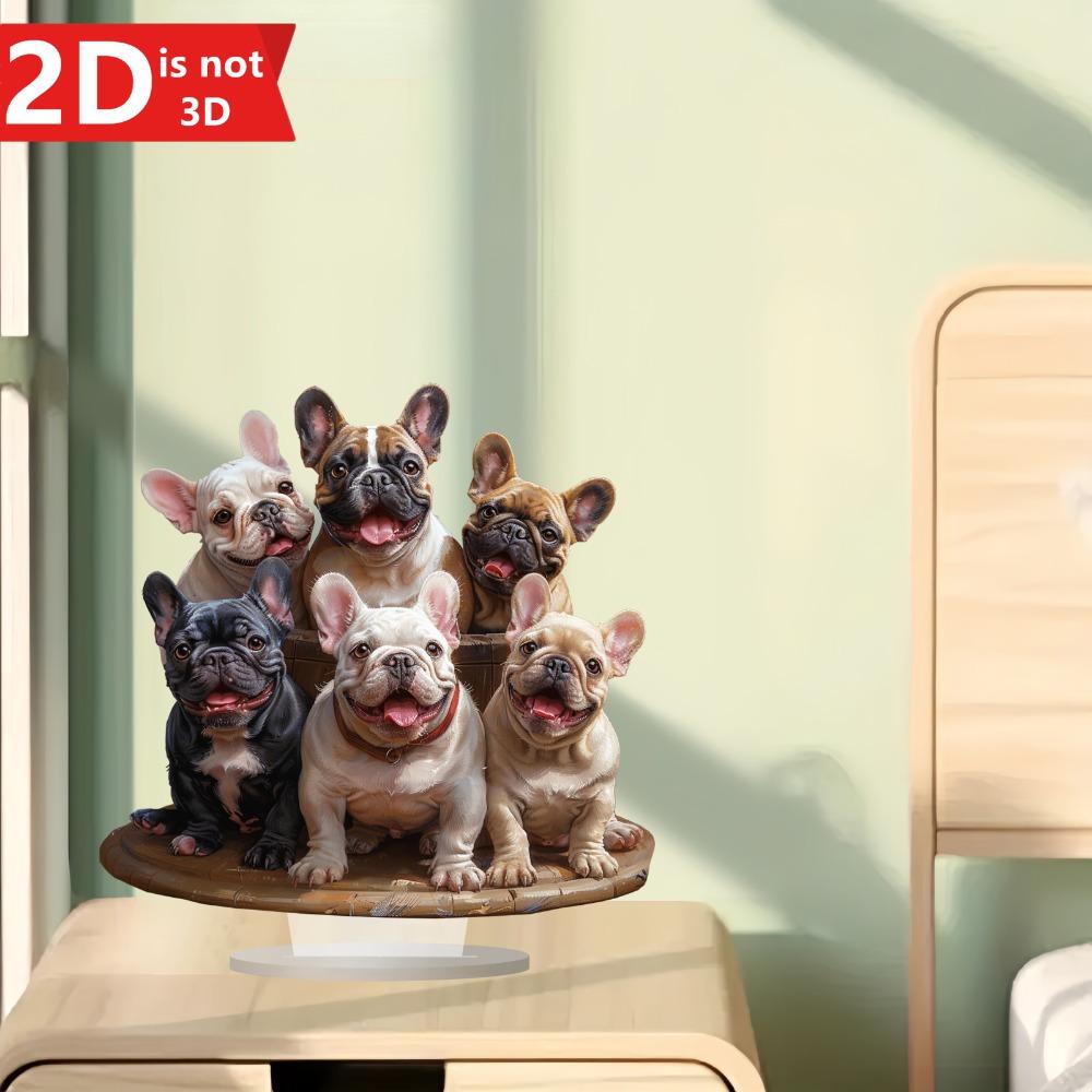 2D French Bulldog desktop decor for home and office. A versatile animal-themed ornament.