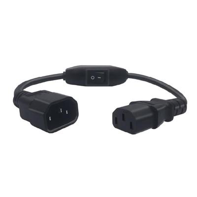 PVC IEC320 C13 To C14 Extension Power Cord 10Amp Charging Cable Black with Switches