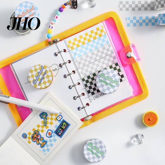 Farbiges Klebeband 1 Rolle Washi Klebend Haftend Klarer Druck Abziehbar Papier Lichtbeständig Scrapbooking Schachbrettmuster für Kinder Dekorativ