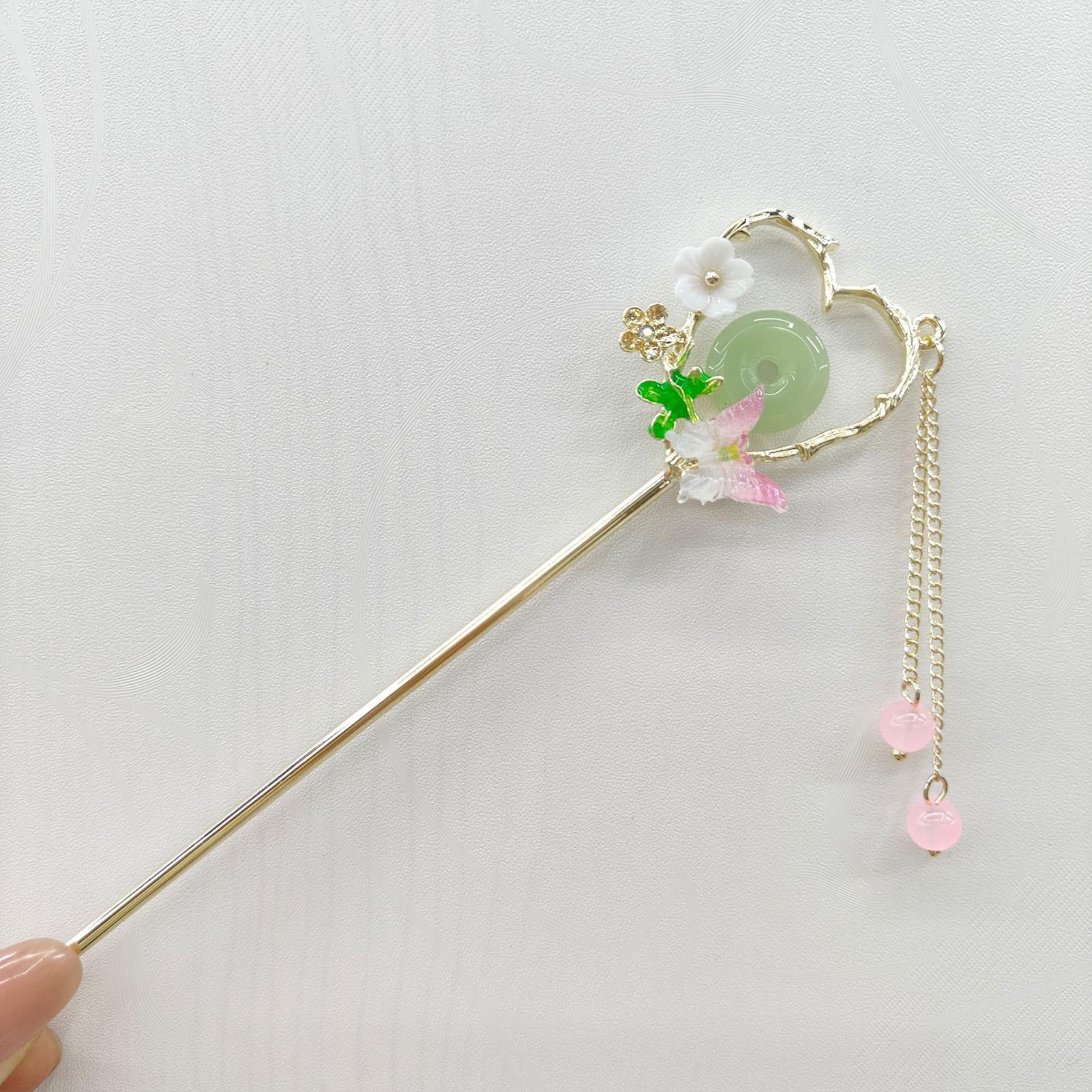 

New Chinese Style Alloy Hair Sticks Forks Flower Designs Pearls Pendant Hairpins Side Clips Women Girls Hanfu Dress Hair Jewelry
