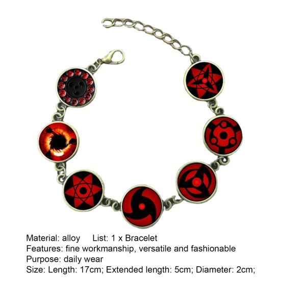 Anime Bracelet Cartoon Faux Gem Geometric Adjustable Extension Chain Decorative Gift Anime Naruto Sharingan