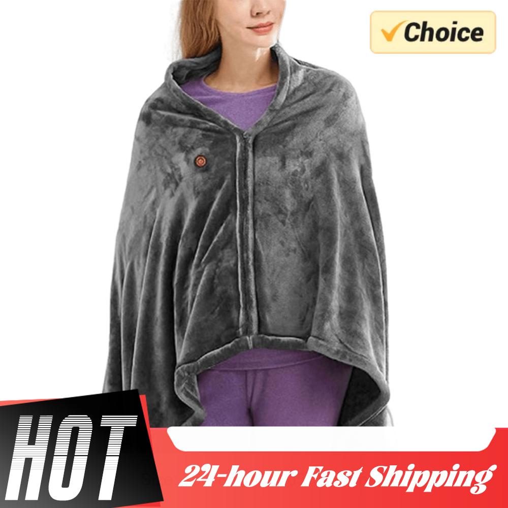 USB Electric Heated Blanket 3 Heating Levels Fleece Electric Heating Blanket Body Warmer Wearable Portable Shoulder Heated Pad