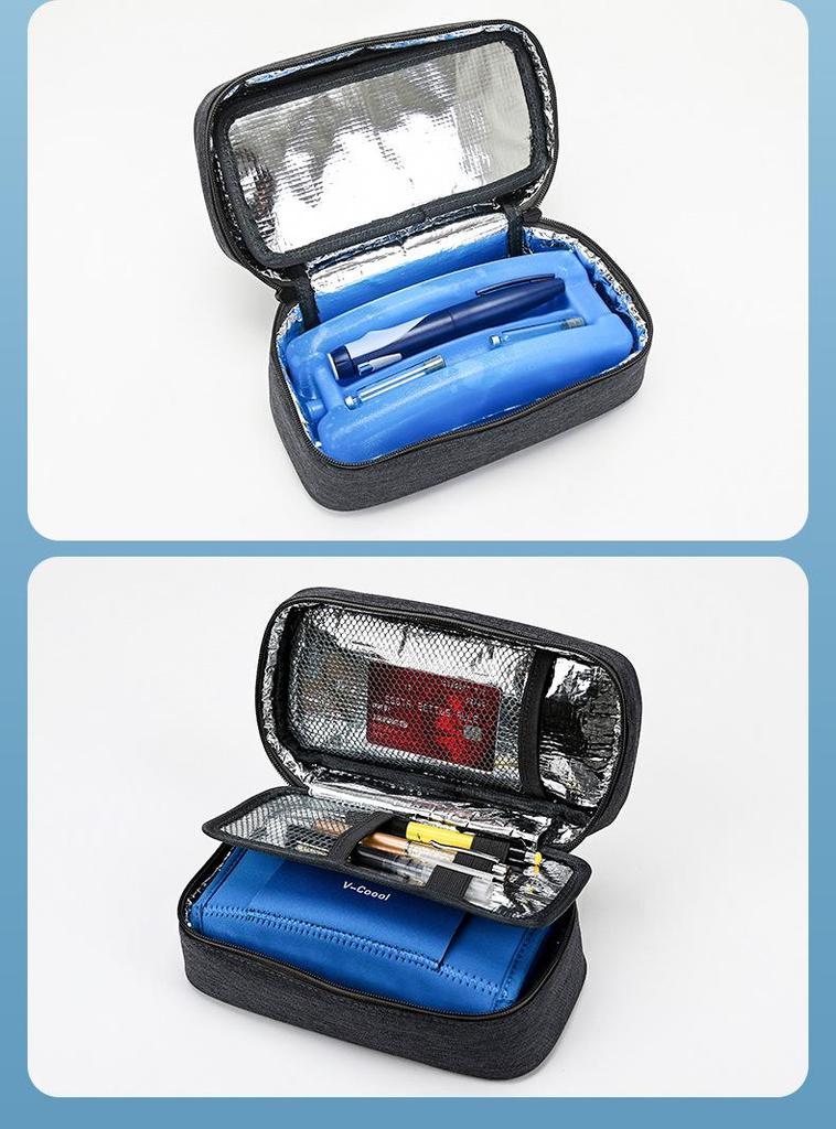 Portable Insulin Cooler Bag with Ice Pack - Compact Insulated Medicine Preservation Set