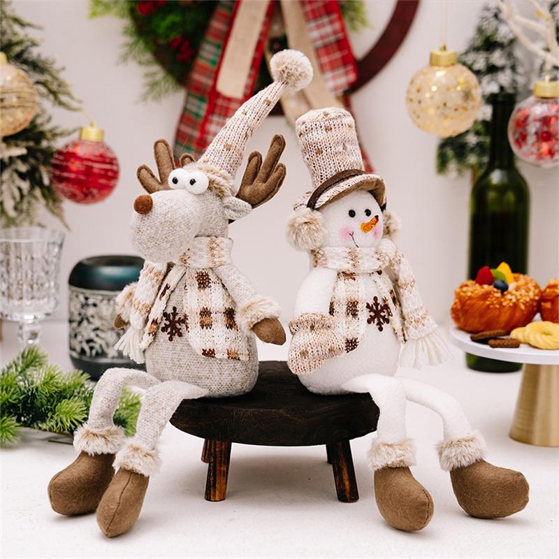 Christmas Doll Ornaments Nordic Style Santa Claus Snowman Elk Doll With Hanging Leg Merry Christmas Decorations For Home