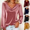 Top da Donna con Collo a Svaso, Decorazioni Brillanti Hot Fix, Manica Lunga in Rete, Pullover, Vestibilità Larga, Top in Velluto, Casual, Lavoro, Festa, Appuntamento
