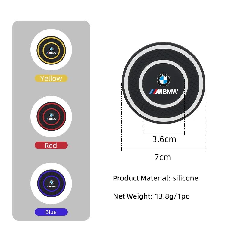 LHNJF1 2026 Car Sticker PVC Car Coaster Water Cup Anti-Slip Silicone Pads Interior Accessories For BMW Motorsport X1 X3 X5 E39 E46 E90