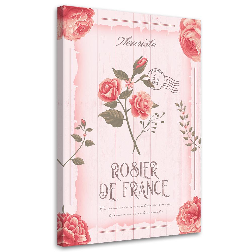Impressão em tela, Flores Vintage em Pó 40x60 cor-de-rosa