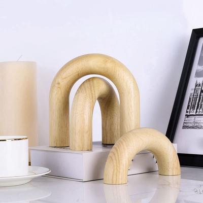 Modern Decorative Wood Arc Ornament Hand-carved Unique Arched Wooden Model Handmade Arch Craft Ornament Coffee Table