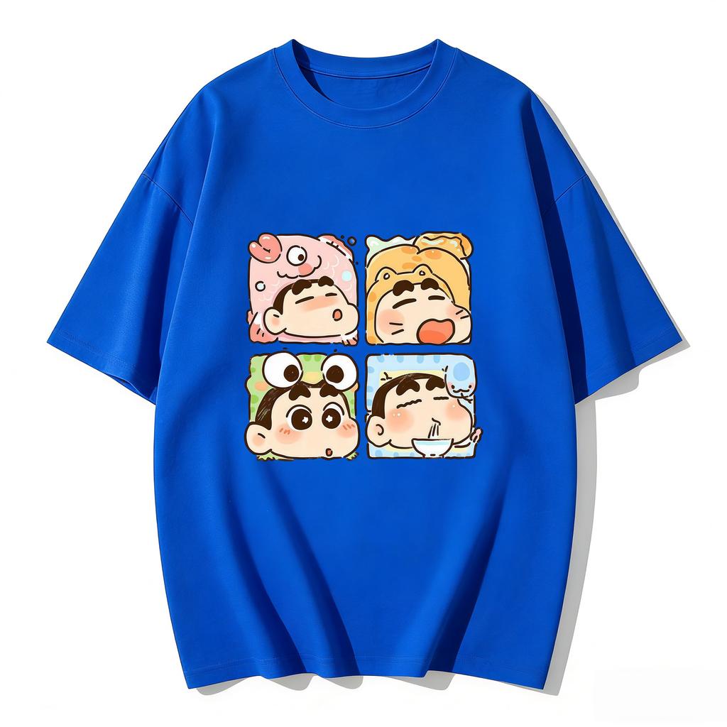 Crayon Shinchan Cute Cartoon T Shirt Couple Clothes Family Matching Tee Summer Casual Short Sleeve Cotton Top Fashion Streetwear