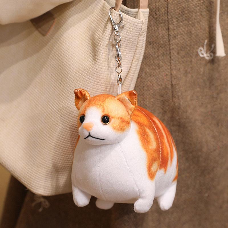 Funny Lifelike Chubby Cat Plush Toys Cotton Stuffed Full Pet Cat Doll Cute Pet Kitten Hanging Toys Bags Decor Home Throw Pillow