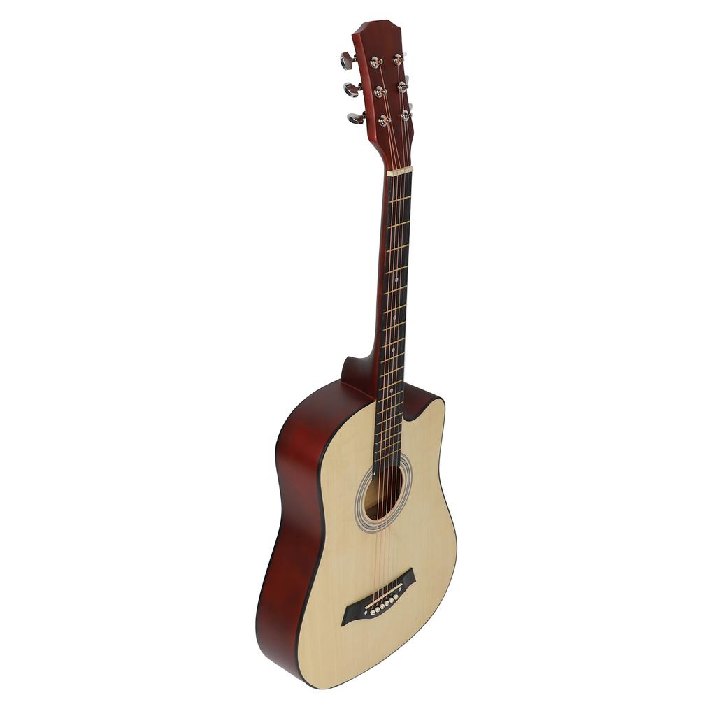 Folk Guitar Kit 38in Wooden 6 Strings Basswood for Practice Playing Wood Color Matte
