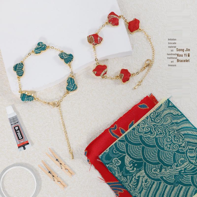 Qixi Festival DIY Brocade Hair Clip & Brooch Material Pack Hairpin Accessories.