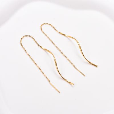 Elegant Stainless Steel Long Tassel Earrings for Women Gold Drop Earring Dangle Ear Piercing Metal Jewelry Accessories
