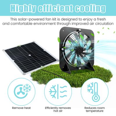 Solar Panel Fan Kit 13.5inch 100W Waterproof Solar Powered Exhaust Fan 3000rpm Auto Adjustable High Efficiency Cooling Chicken