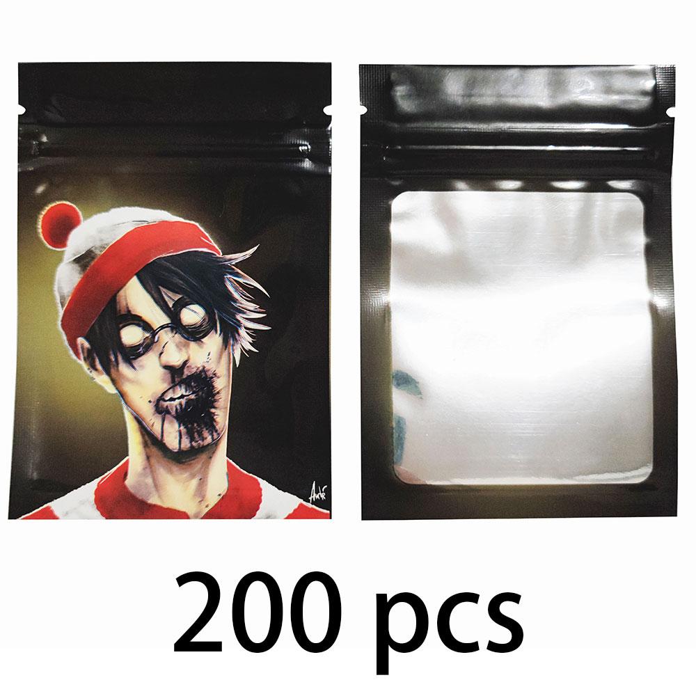 200 pcs Foil Plastic Bags Baggie Pouch Waterproof Jewelry Coffee Bean Candy 7x10M Portable Ziplock Storage Bag Various Patterns