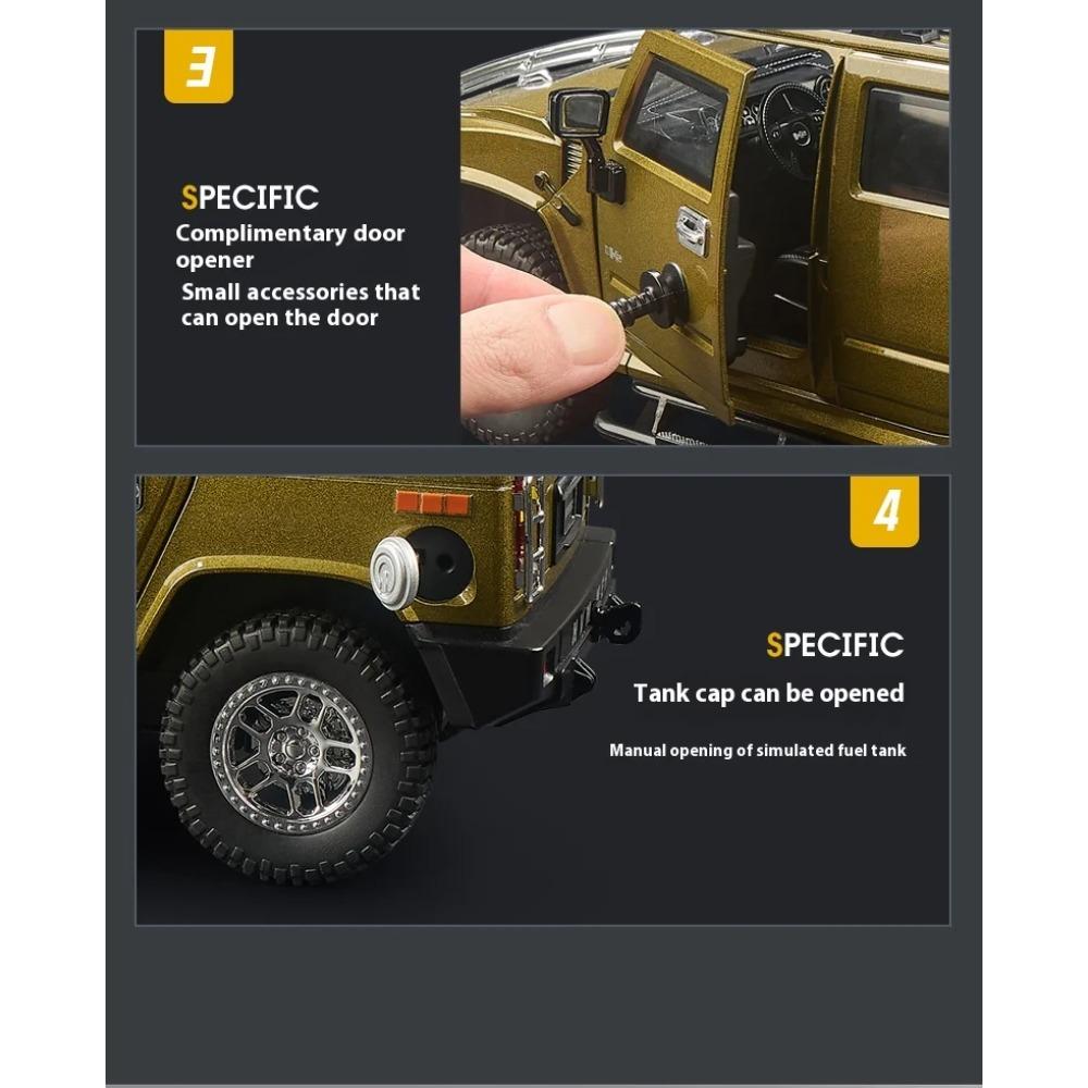 1/18 HUMMER H2 Highway 61 Off Road SUV Alloy Metal Diecast Model Car Home Trendy Desktop Display Ornament Birthday Gifts Present