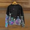 Women's Round Neck Top Printing Thickened Plush Cashmere Warm Long Top