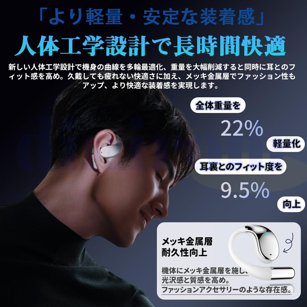 2026 New Wireless Bluetooth OWS Air Automatic Battery Level Standby Time Earphones, Open-Ear Design, 5.4, Over-Ear, (Open Wi-Fi), Conduction, Pairing,