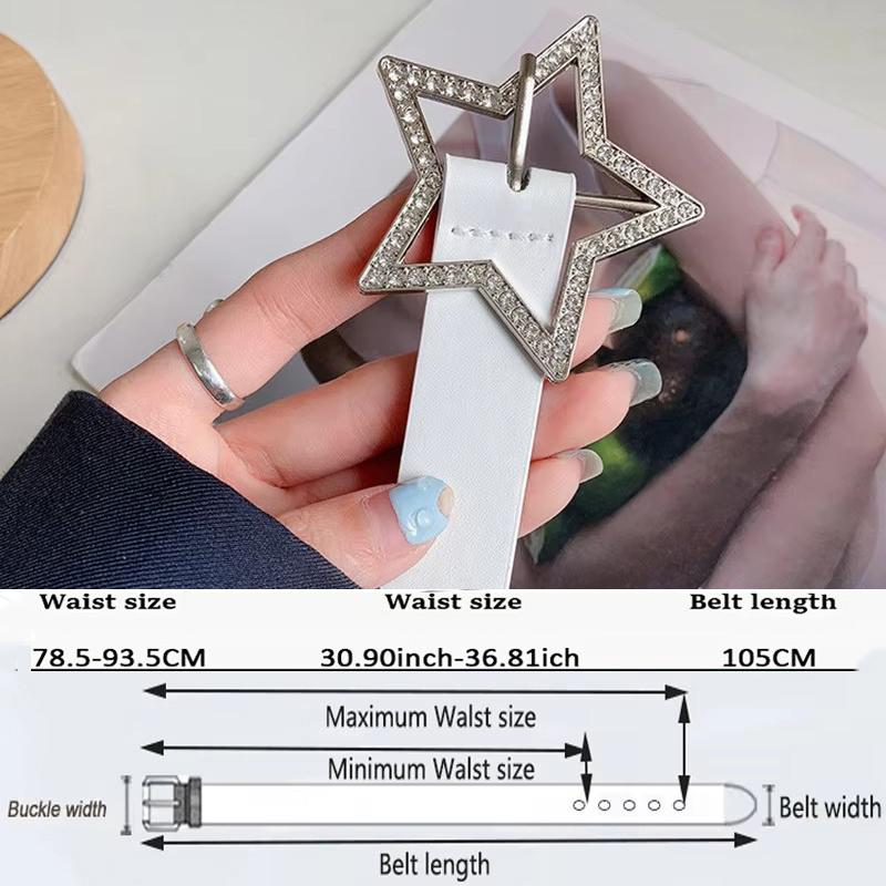 Curea cu strasuri Y2k pentru femei, curea cu cataramă Y2K cu stea, curea la modă pentru blugi, rochie din piele PU, decorațiune roz, talie NV005