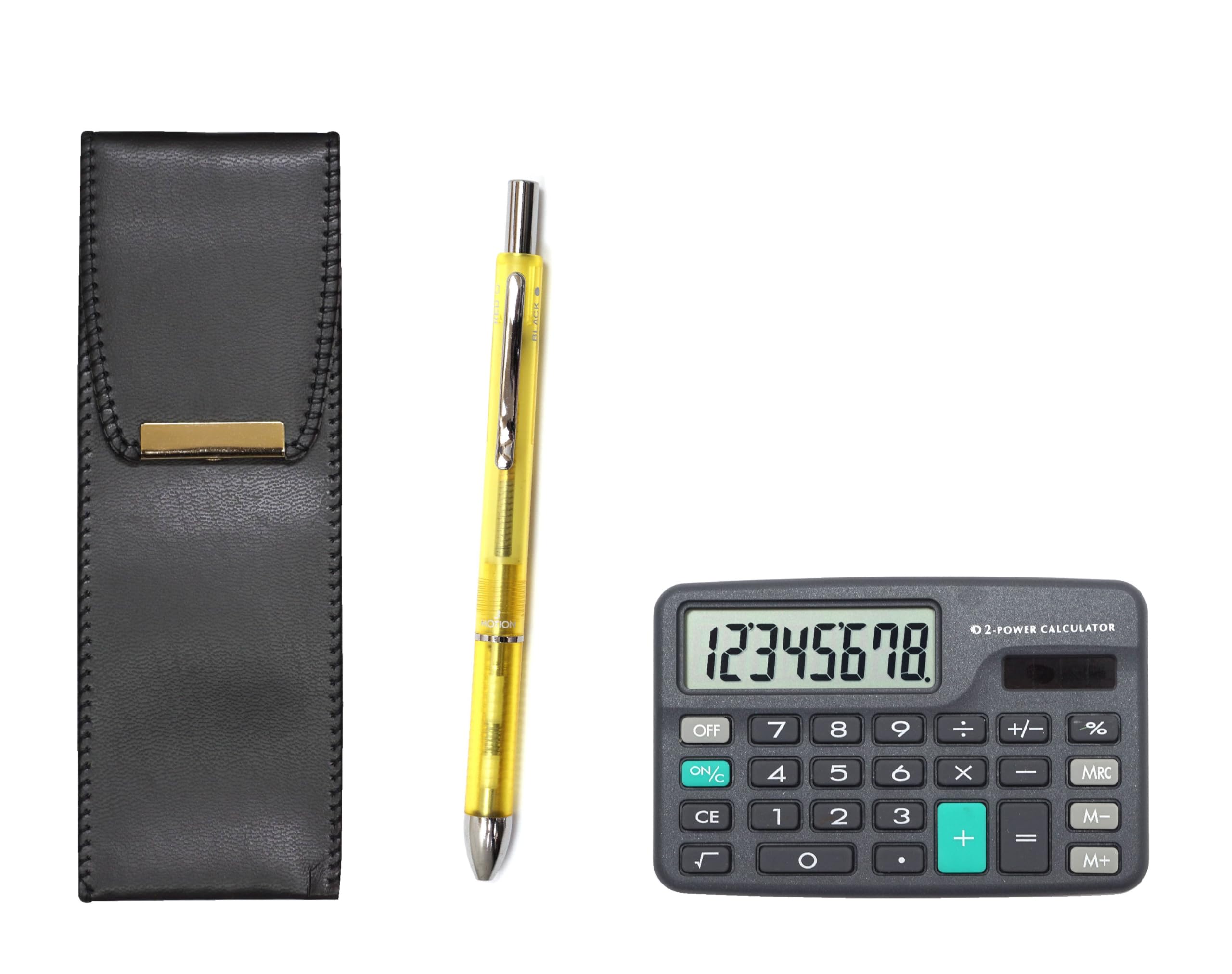 

Pencil Case with Mini 3 Mecha Japan Clear Eco-Leather Calculator, Set, Yellow, T23-D-BR-B-CL3M-Y
