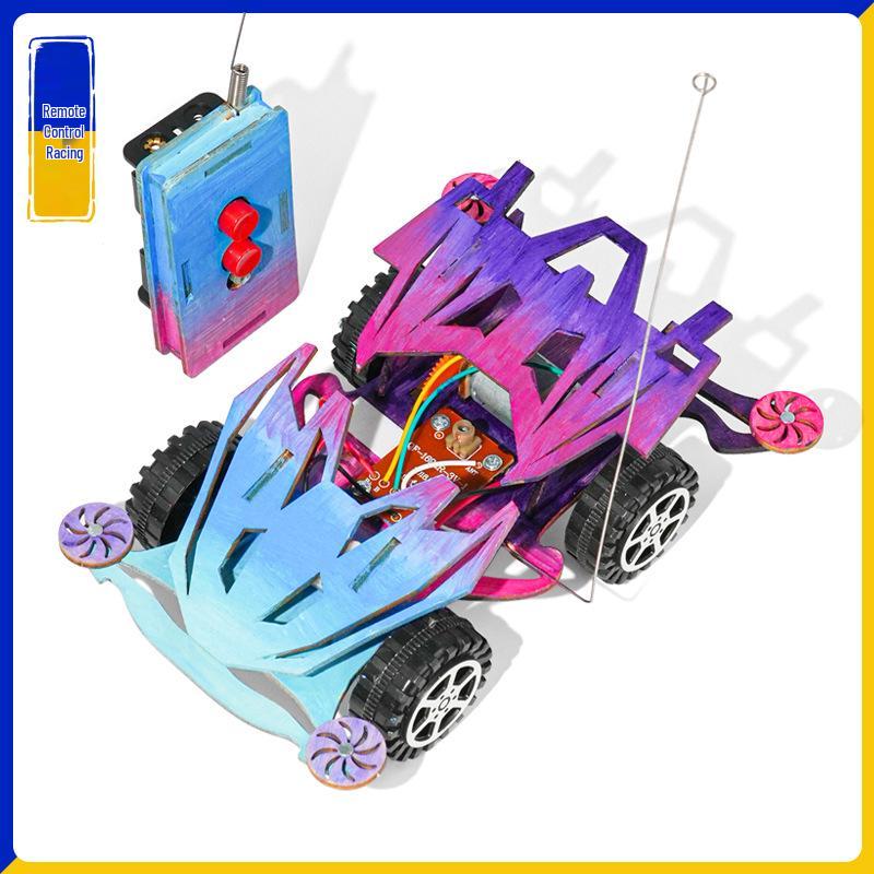 Handmade Wooden Remote Control Race Car Kit: DIY Teaching Aid & Craft for Kids