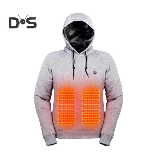 

Мужская толстовка с подогревом и 3 уровнями нагрева, USB-подогрев, большой передний карман, регулируемые настройки температуры, ребристые манжеты, длинный рукав, электрический подогрев 4XL серый