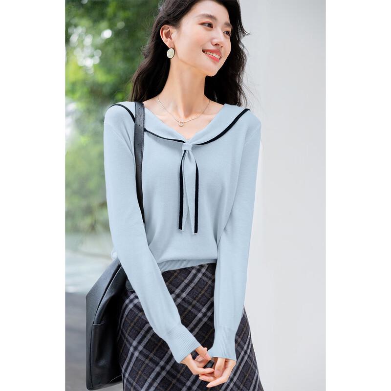 Moka Na Women's Contrast Sailor Collar Knit Top