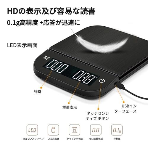 Palumma Portable Electronic Digital Kitchen Scale with Timer, Switchable Units, Hidden LED Screen, Touch Sensor Buttons, USB Rechargeable, Compact, Ta