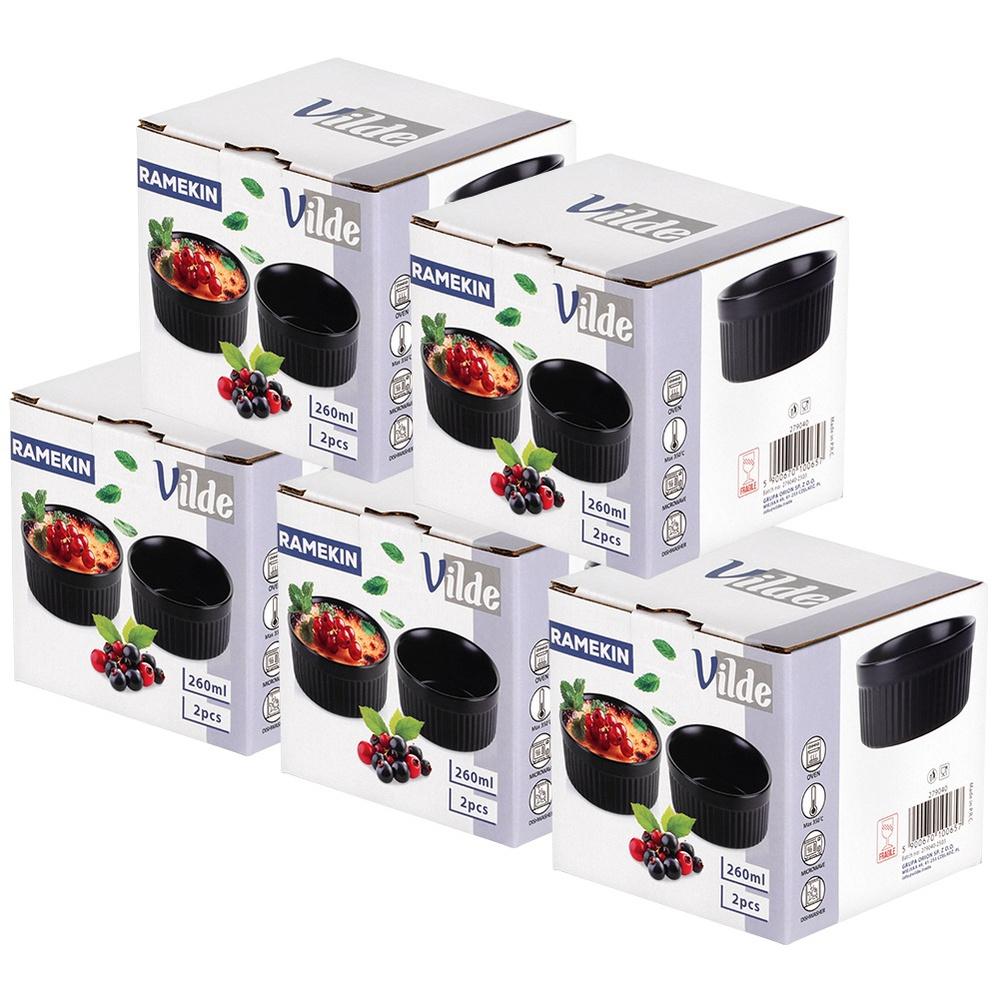 Black Porcelain Baking Bowls 260 Ml 10 Pcs.