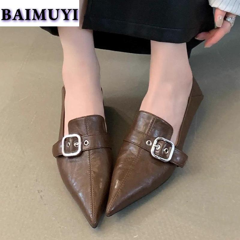 Pointed Toe Women Sexy Loafers Shoes 2025 Trend Low Heels Elegant Fashion Leather Shoes New Designer Party Mature Mujer Zapatos