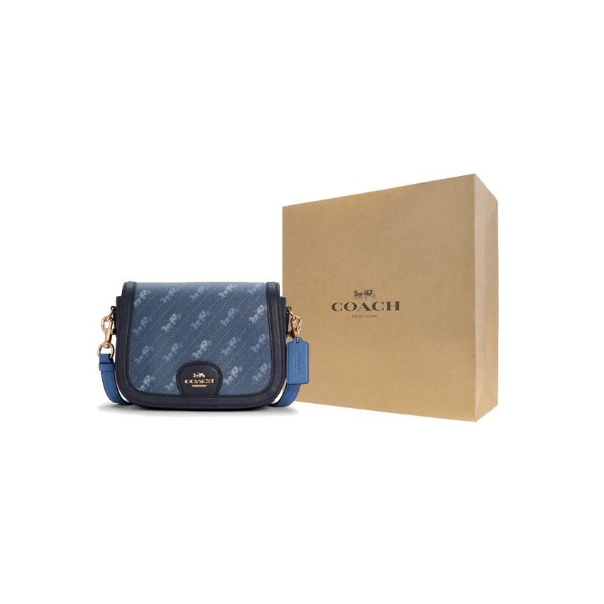 Coach Horse And Carriage Saddle 21 Printed Leather Saddle Bag Women Shoulder Bag Blue C4059-IMDEN