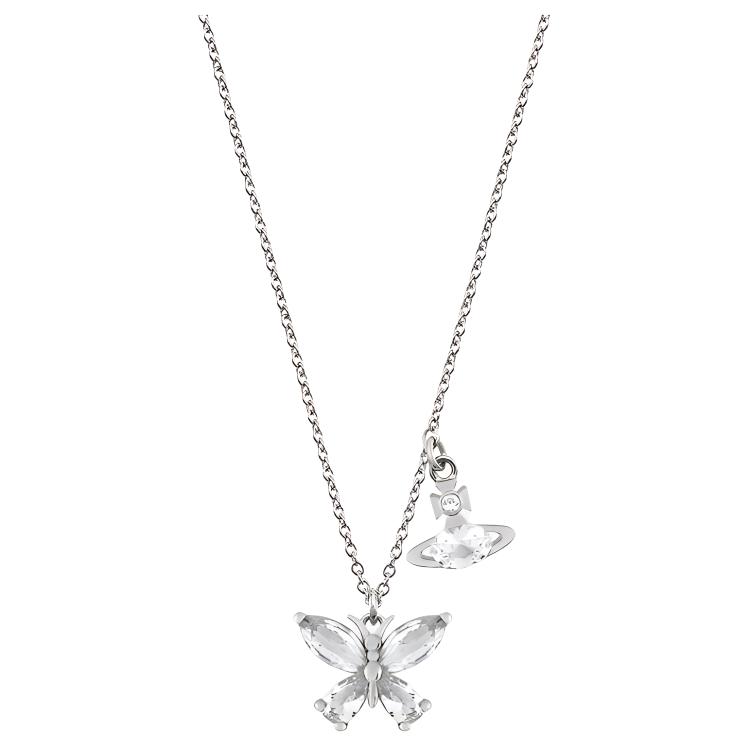 

Vivienne Westwood 24 Butterfly Pattern Brass Cubic Zirconia Necklace Unisex necklace Silver 630203E7-02P102 Basic Packaging-Dust Bag+Box
