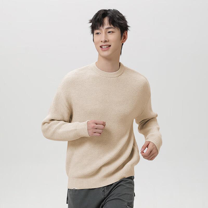 Mark Fairwhale Men's Loose Fit Pineapple Texture Round Neck Knit Sweater