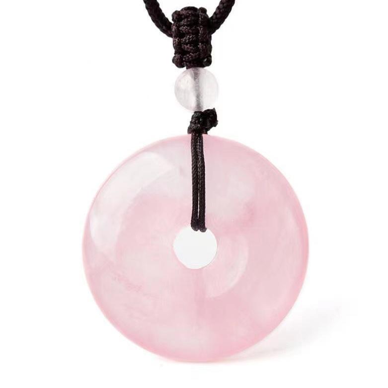 Live stream pink crystal peace pendant diy Handmade bracelet, pendant, necklace accessories, pink crystal peace buckle Diameter about30mm