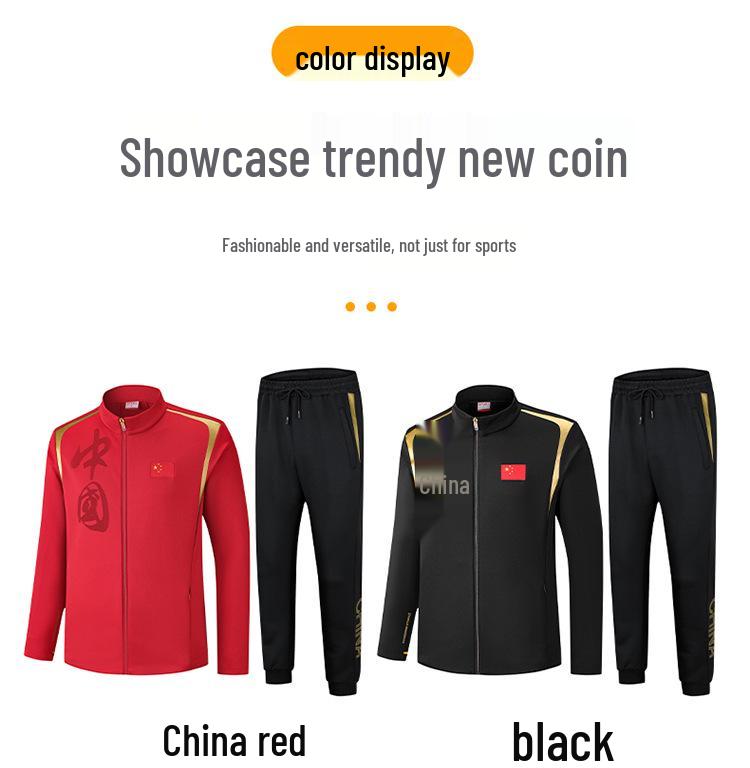 Men's Chinese Team Sportswear Set: Athletic Jacket, Hoodie, and Pants with Three Stripes for Spring/Autumn.