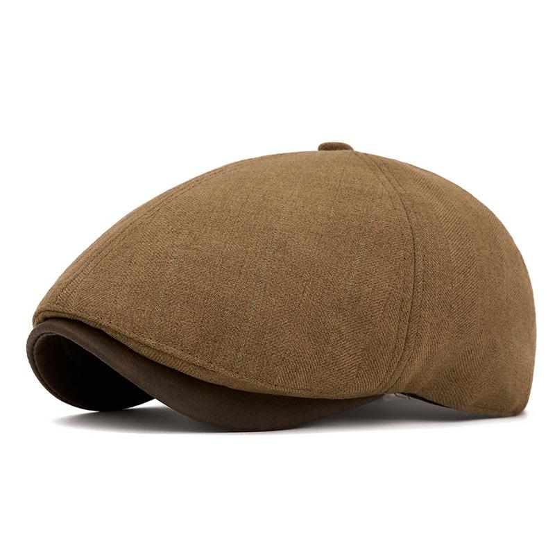 Autumn Winter Striped Beret Men's Retro Warm Forward Cap Painter's Cap Newsboy Cap