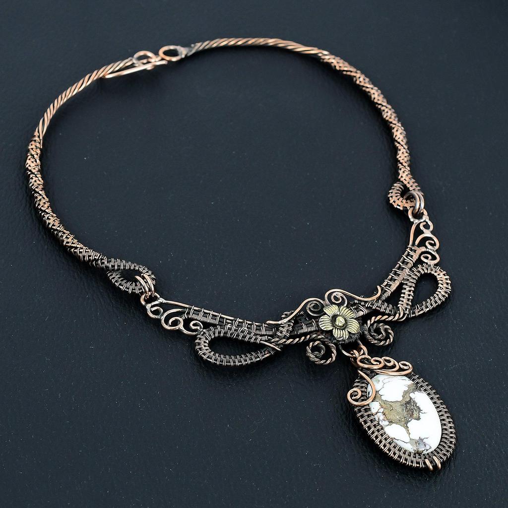 Wild Horse Necklace Handmade Jewelry, 999 Copper Wire Wrapped Necklace Designer Gemstone Jewelry Adjustable Chain Necklace Gift For Mom