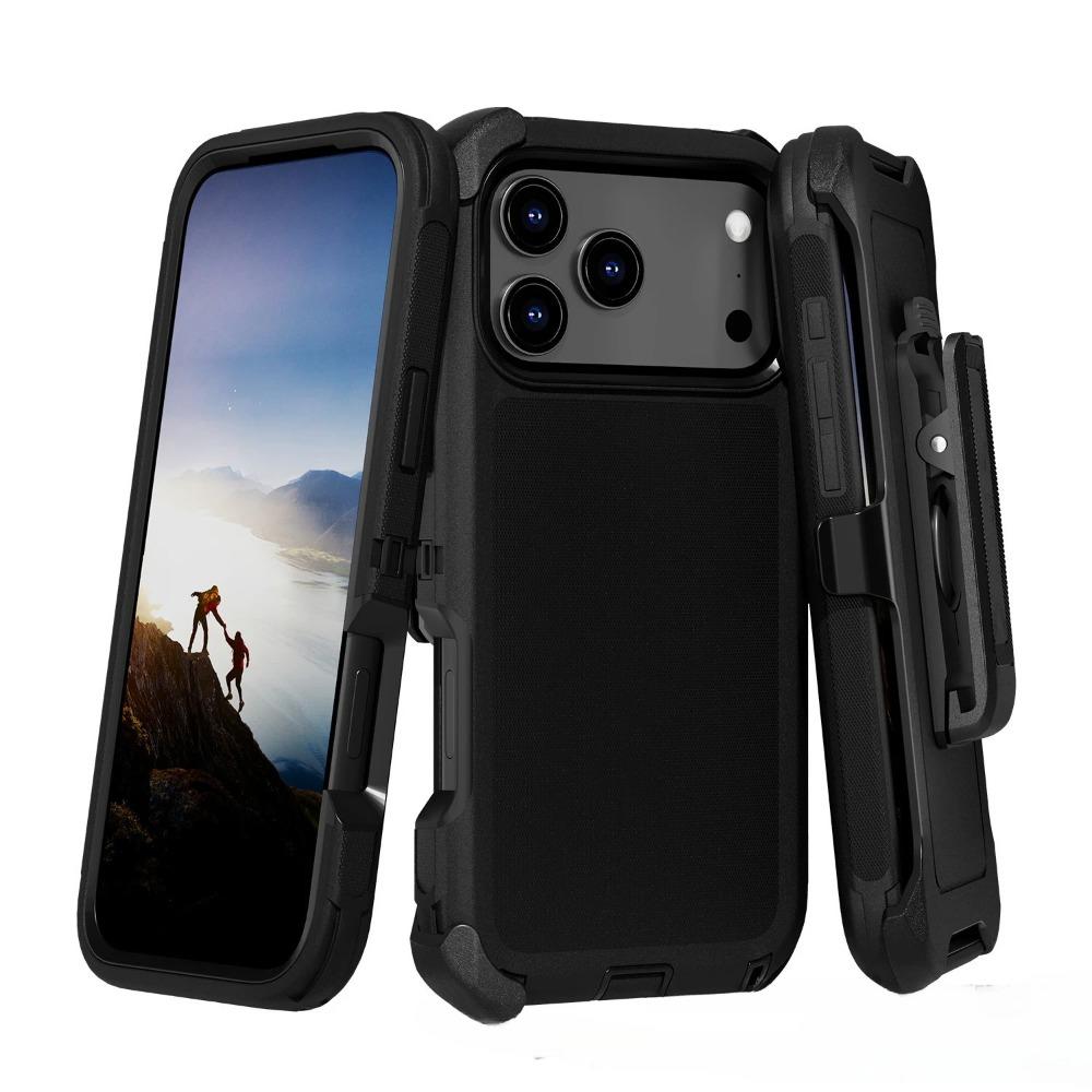 3IN1 Defender Armor Military Grade Shockproof Cases for IPhone 17 Pro Max Air 16 E 15 14 Plus 13 12 11 OTTBOX Rugged Armor Protective Cover